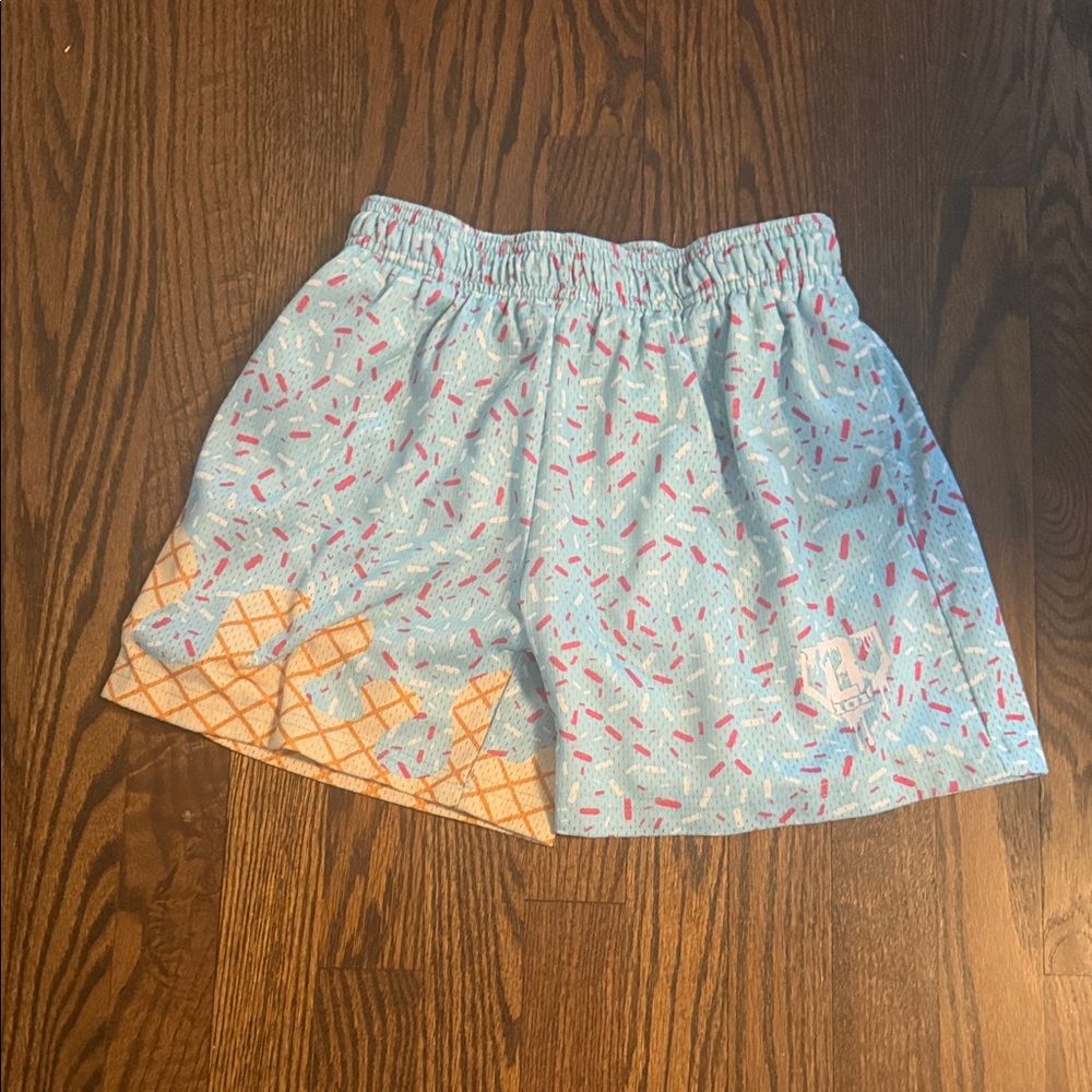 Kids Light Blue Sprinkle Print Casual Skirt with Ice Cream Detail
